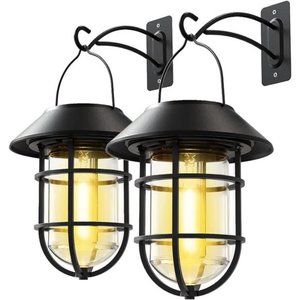 Solar Lantern Outdoor Hanging Solar Lights, Waterproof Metal Solar Outdoor Light
